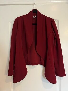 MOA USA Draped Open-Front Blazer in Burgundy